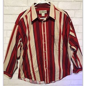 Natural Issue By Feldini Mens Large 100% Cotton Striped Long Sleeve Button Shirt